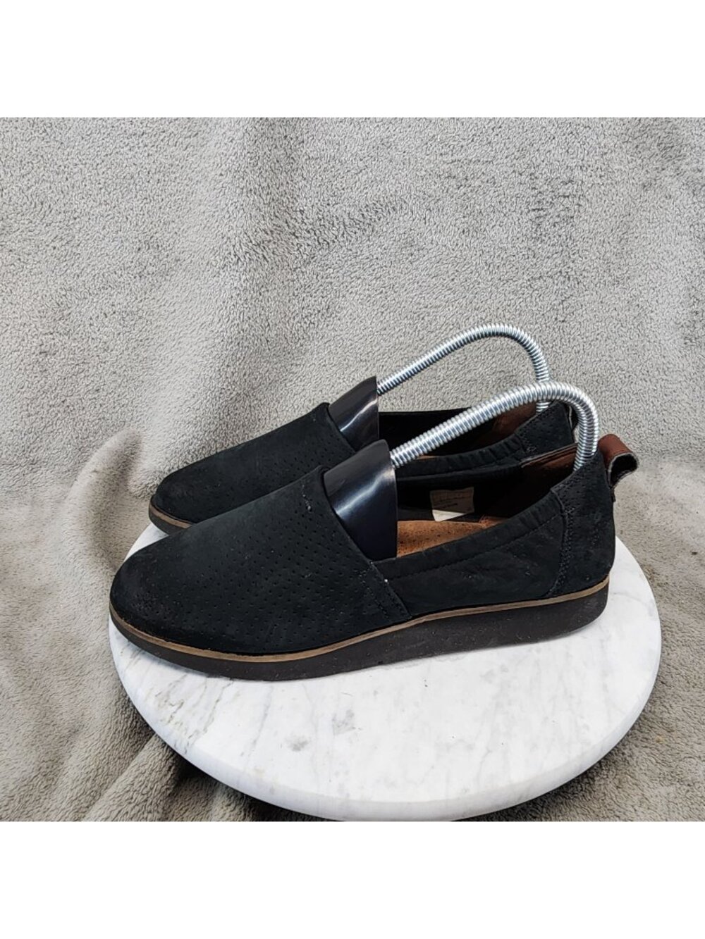 Cobb Hill Shoes Womens Size 7 Black Nubuck Laci Slip On Loafers *Read*